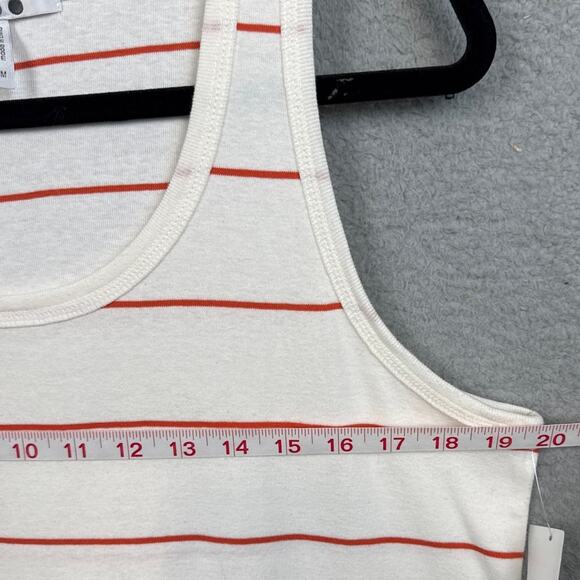 Three Dots Women's Racerback Tank Top White Red Stripes 100% Cotton Size M NWT - Picture 3 of 7